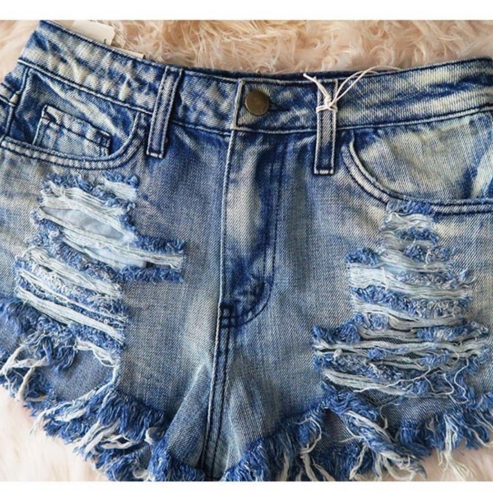 Denim jean shorts distressed